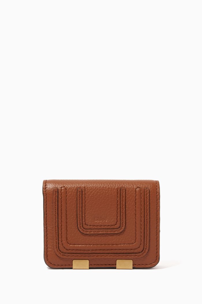 

Small Marcie Wallet in Grained Calfskin Leather, Brown