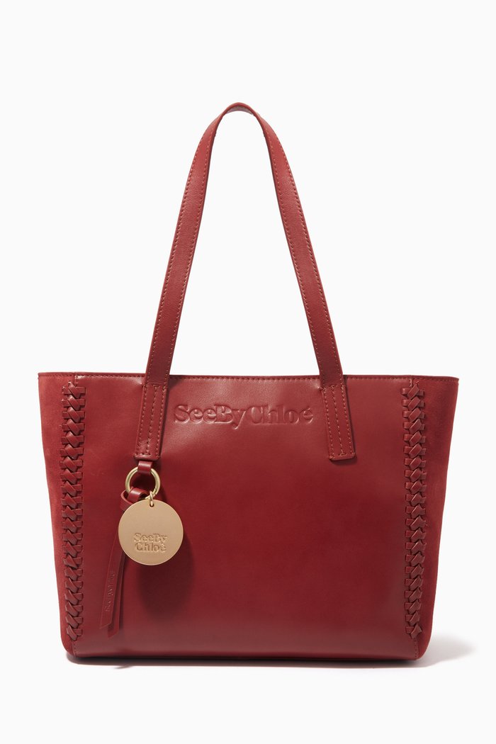 

Small Tilda Tote Bag in Leather & Suede, Burgundy