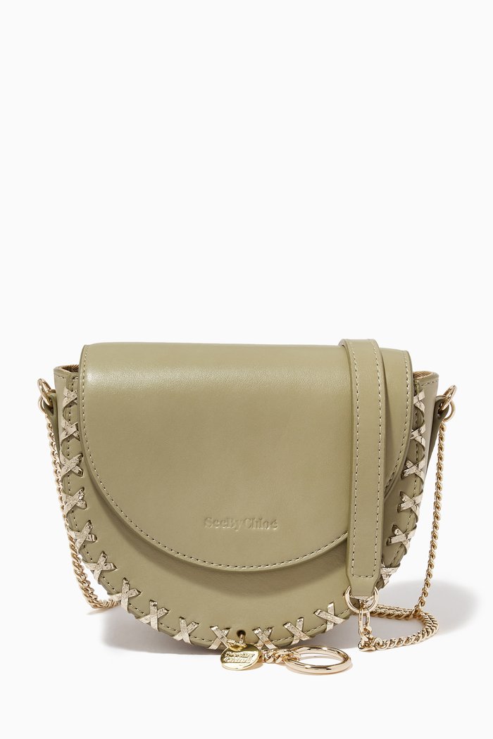 

Mara Small Evening Crossbody Bag in Leather, Green