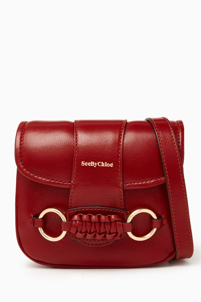 

Saddie Satchel Bag in Smooth Leather, Burgundy