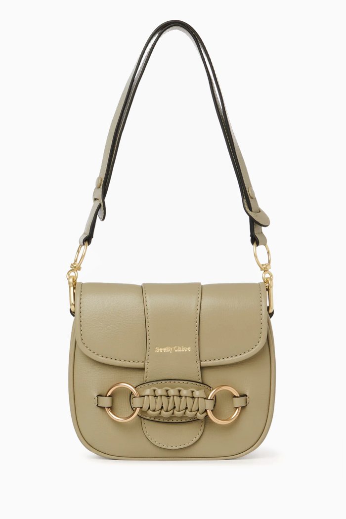 

Saddie Satchel Bag in Smooth Leather, Green