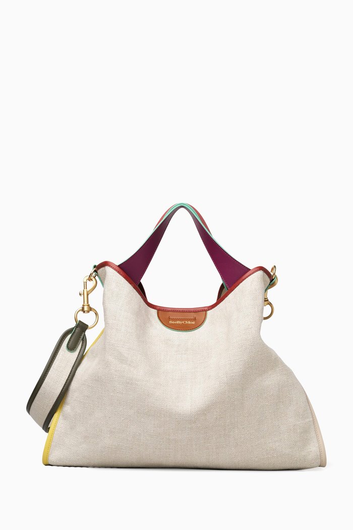 

Joan Top Handle Bag in Organic Linen, Neutral