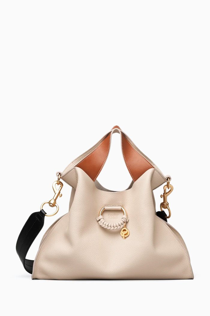 

Joan Small Top Handle Bag in Leather, Neutral