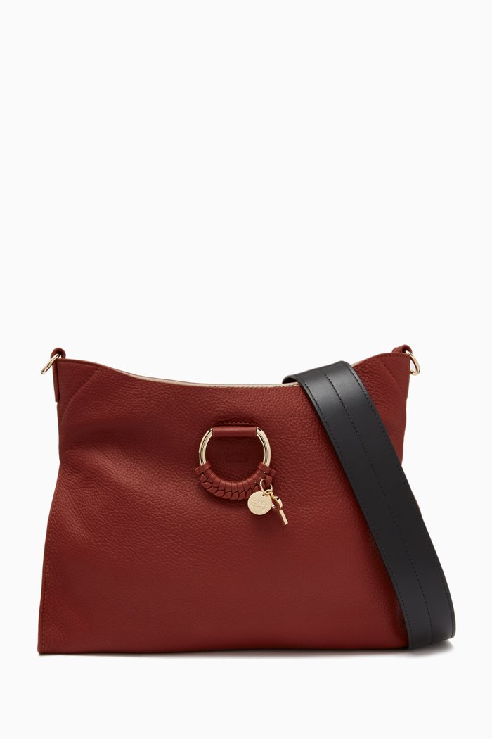 

Joan Small Top Handle Bag in Leather, Burgundy