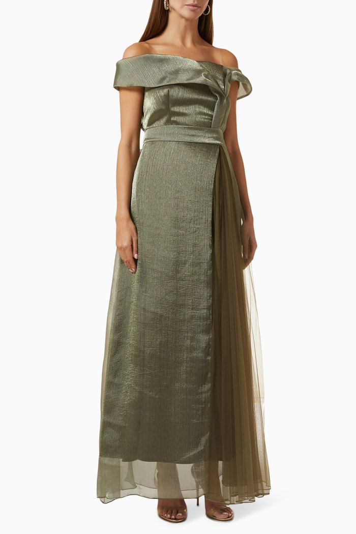 

Off-shoulder Maxi Dress, Green