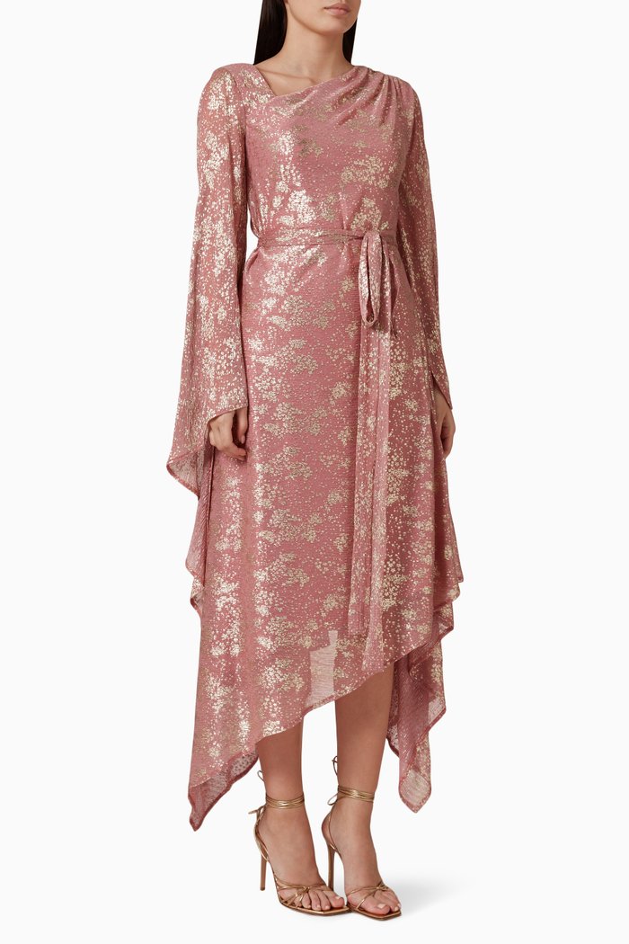 

Kaftan Belted Midi Dress, Pink