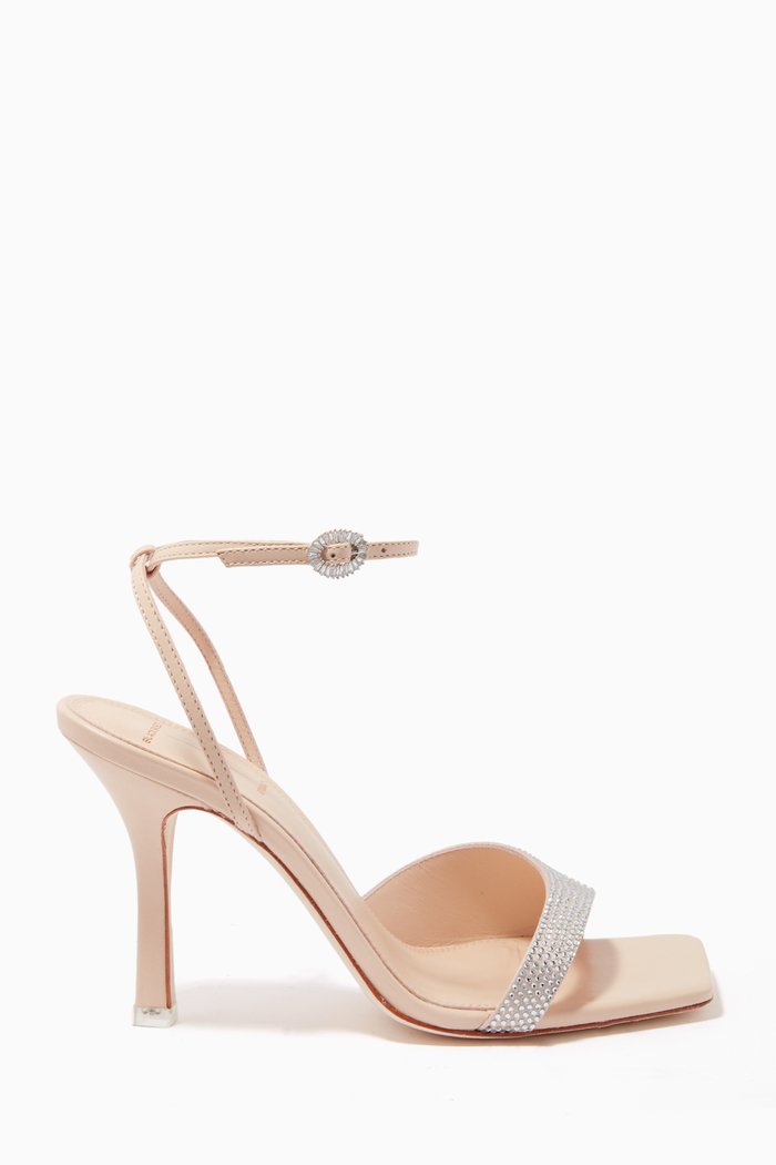 

Jordan 95 Crystal Sandals in Satin, Neutral