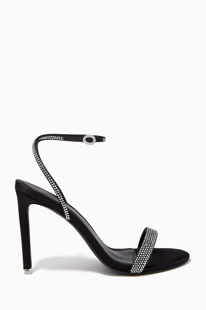 

Lexi 100 Crystal Heel Sandals in Satin, Black