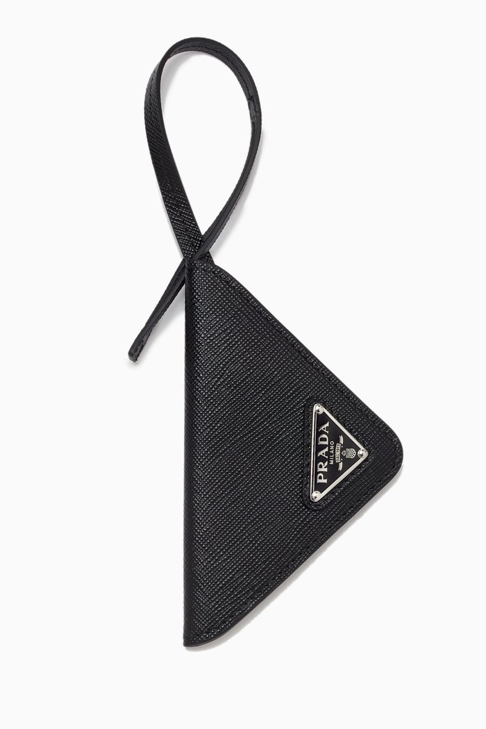 

Triangle Tag in Saffiano Leather, Black