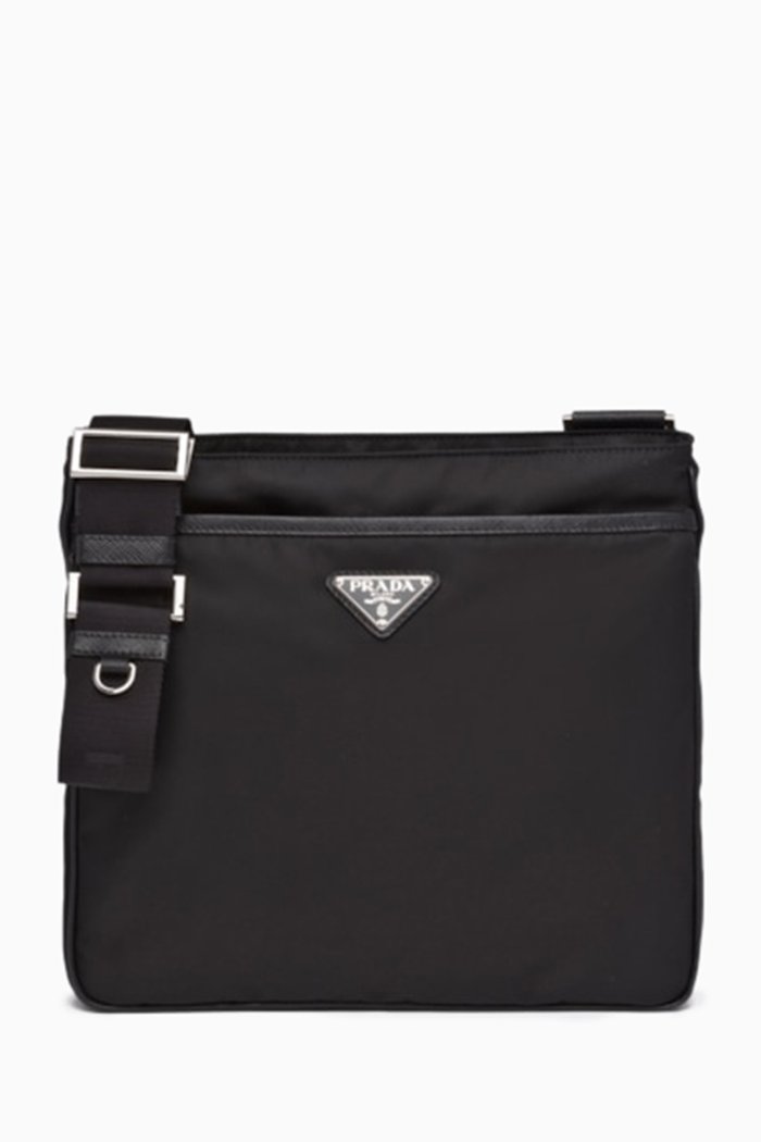 

Shoulder Bag in Re-Nylon & Saffiano, Black