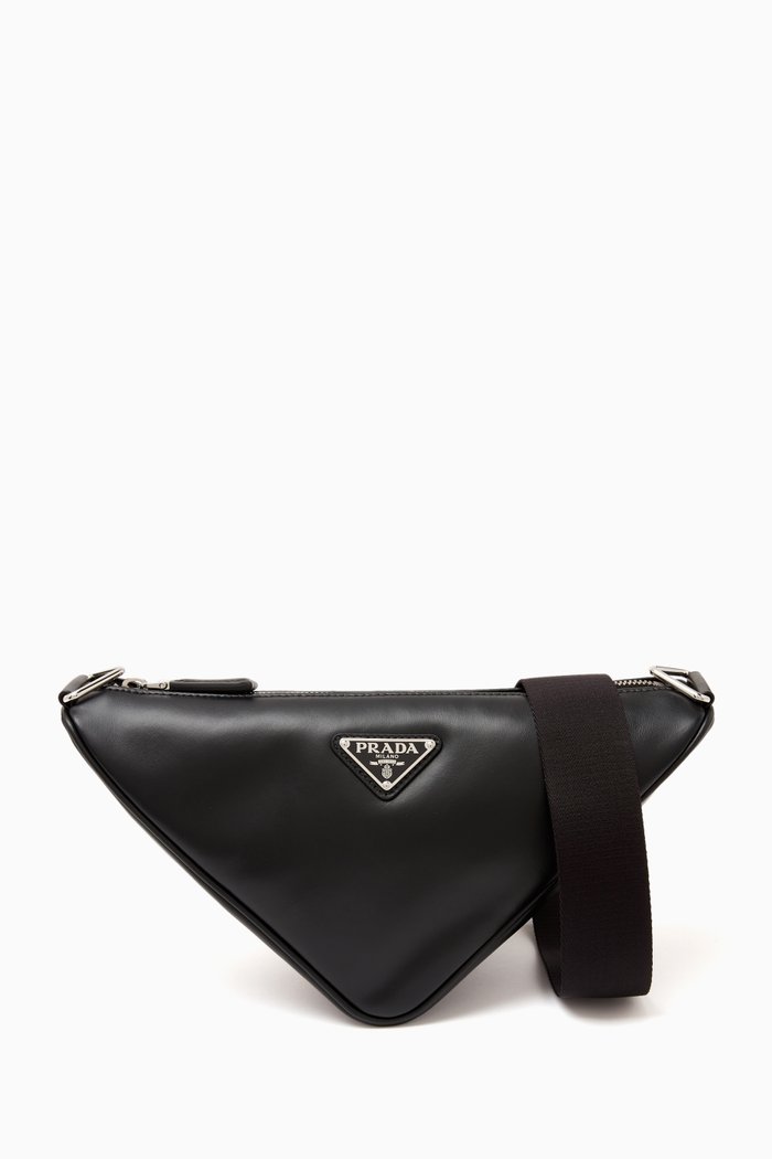 

Triangle Crossbody Bag in Smooth Leather, Black