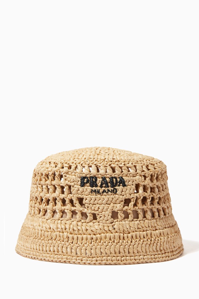 

Logo Bucket Hat in Viscose Raffia, Neutral