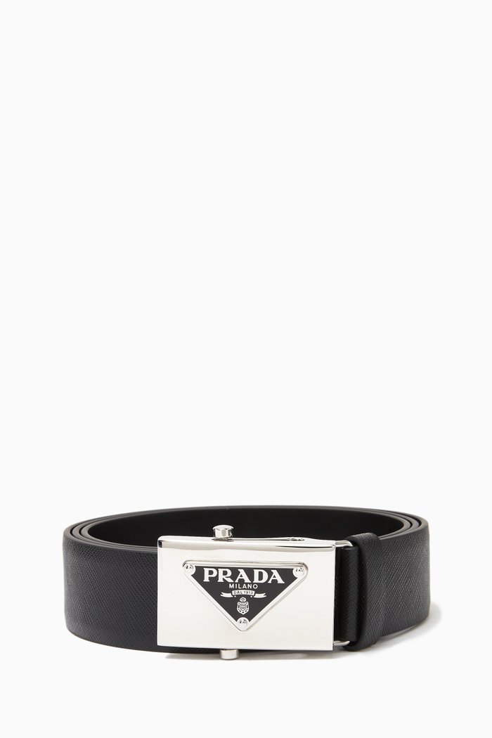 

Triangle Logo Belt in Leather, Black