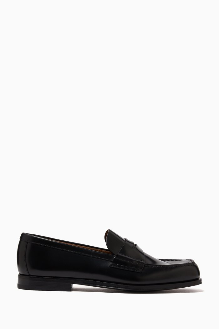 

Moccasin Loafers in Brushed Leather, Black