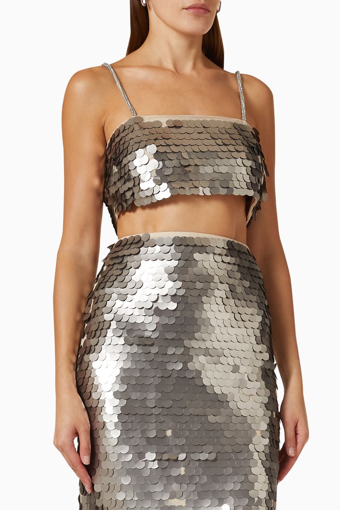 

Ciudad de Luz Embellished Crop Top, Silver