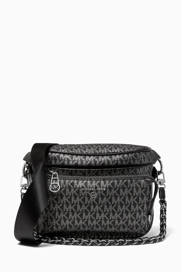 

Slater Medium Sling Crossbody Bag in Metallic Signature Monogram Canvas, Multicolour