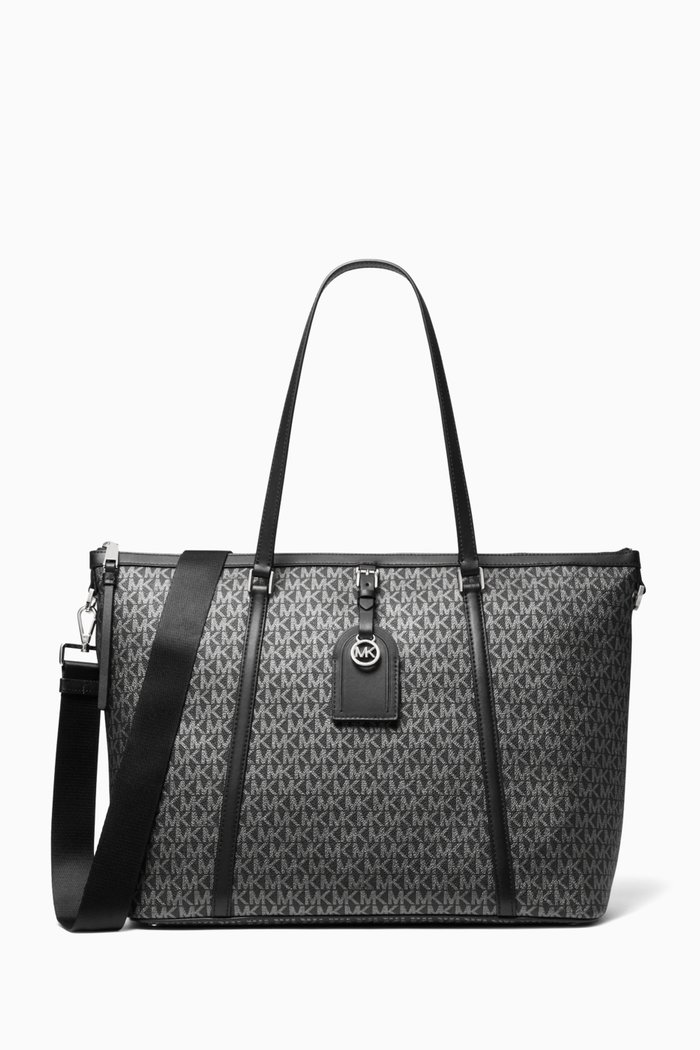 

Heritage Large Tote Bag in Metallic Signature Monogram Canvas, Multicolour