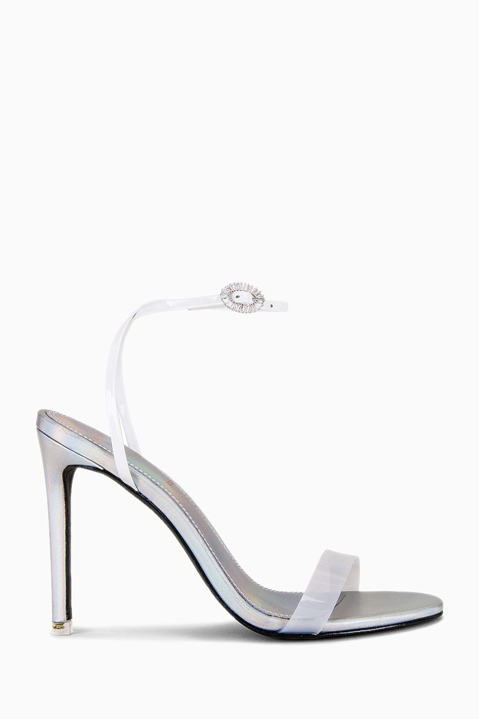 

Carrie 100 Embellished Sandals in PVC & Leather, Silver