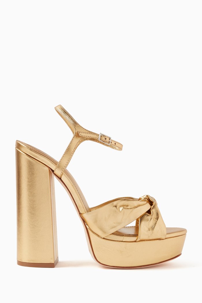 

Abby 130 Platform Sandals in Metallic Leather, Gold