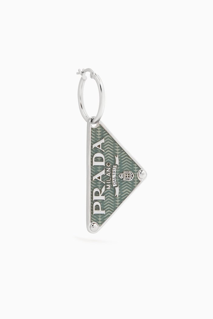 

Triangle Logo Single Pendant Earring in Metal, Blue