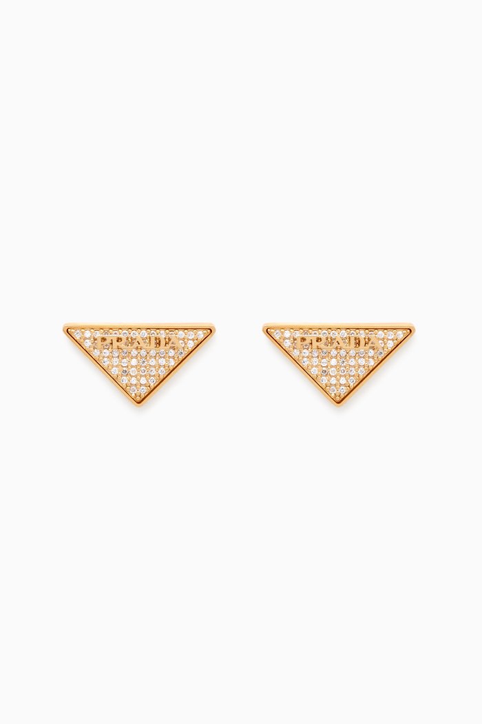 

Crystal-studded Logo Stud Earrings in Metal, White