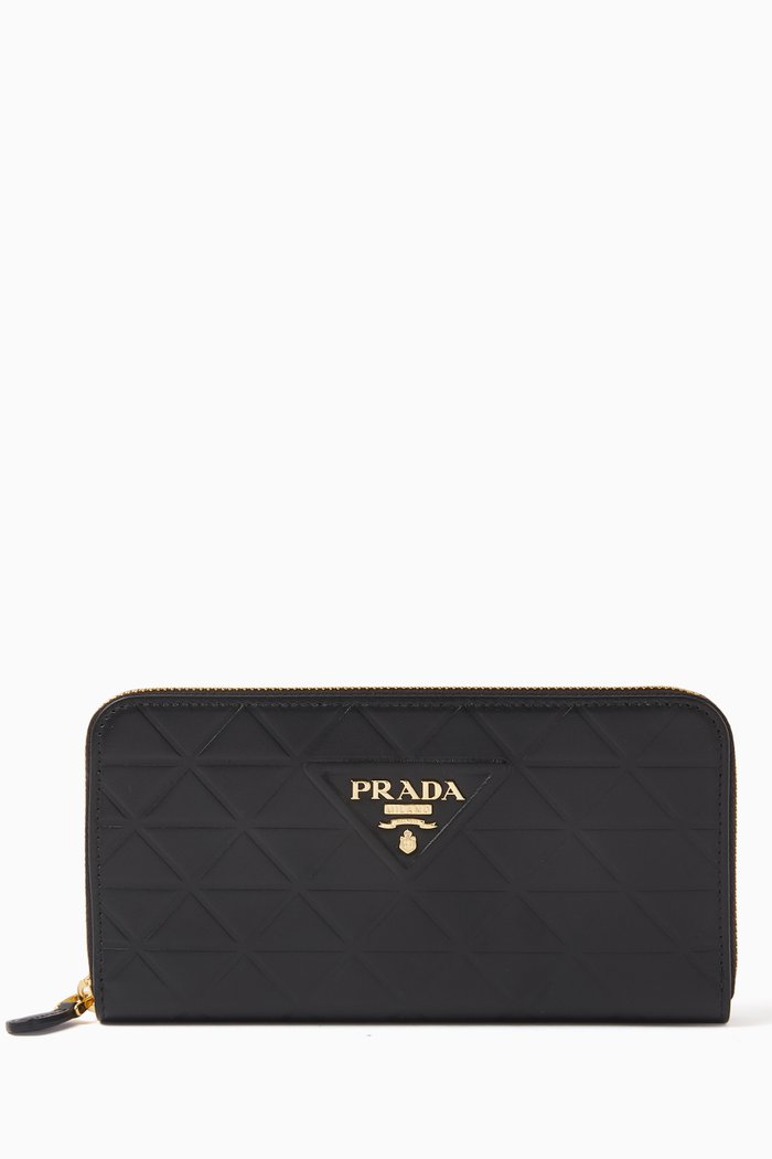 

Diamond Quilted Logo Wallet in Leather, Black