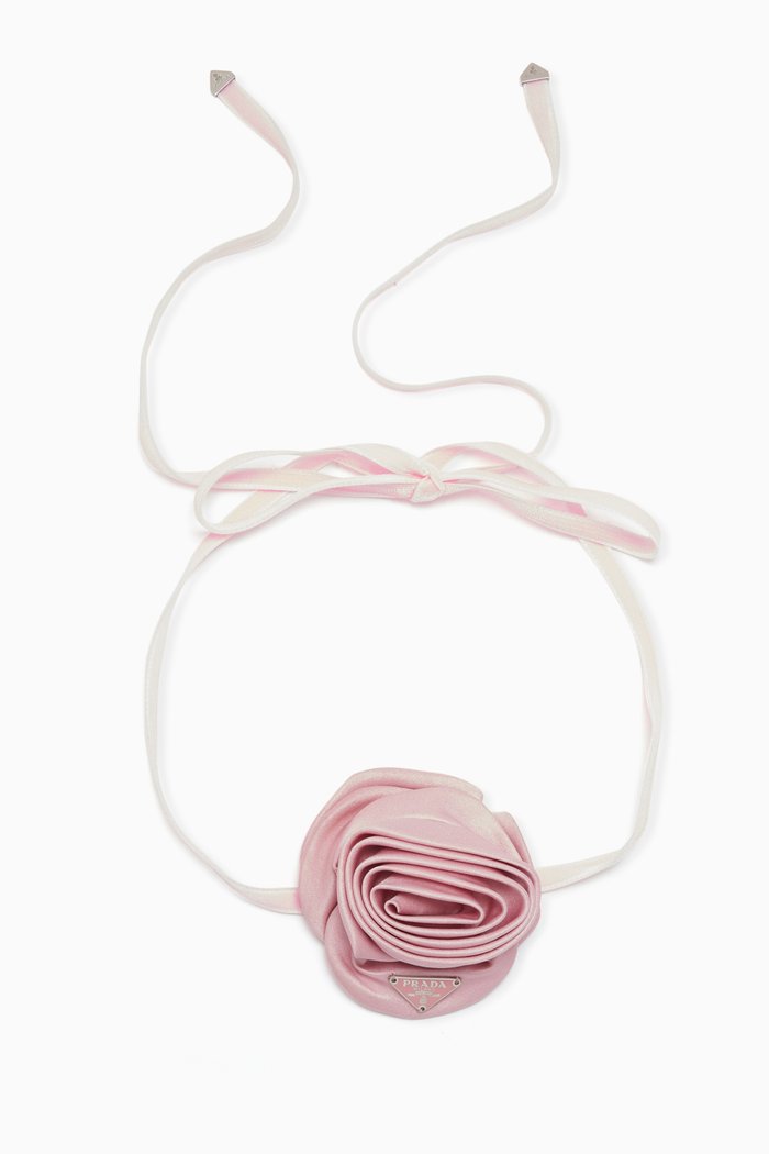 

Rose Wrap-around Neck Tie in Silk, Pink