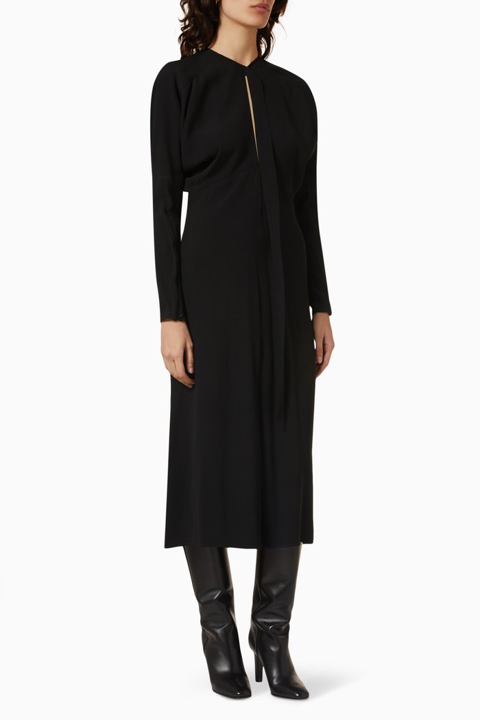 

Cut-out Dolman Midi Dress in Satin-crepe, Black