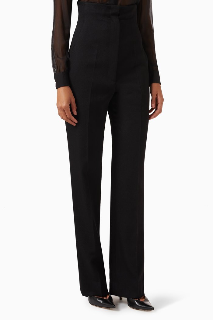 

High-rise Pants in Wool Gabardine, Black