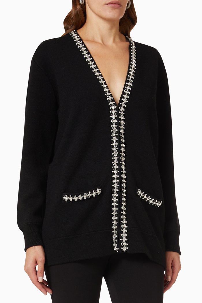 

Bradford Grandpa Cardigan in Merino-blend Knit, Black