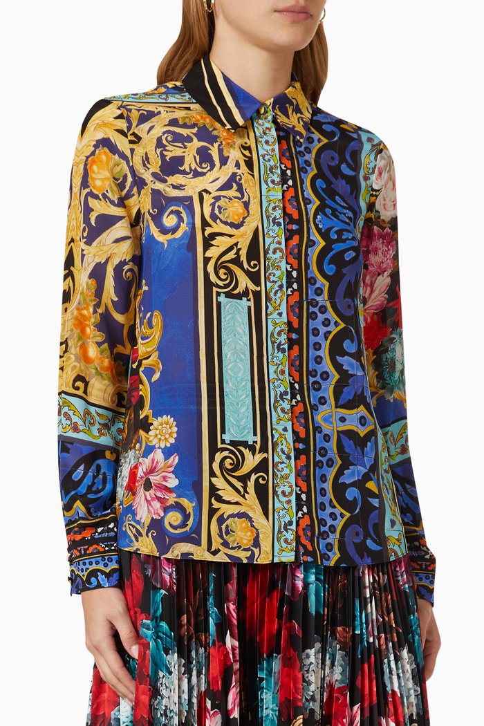 Willa Placket Shirt in Silk, Multicolour