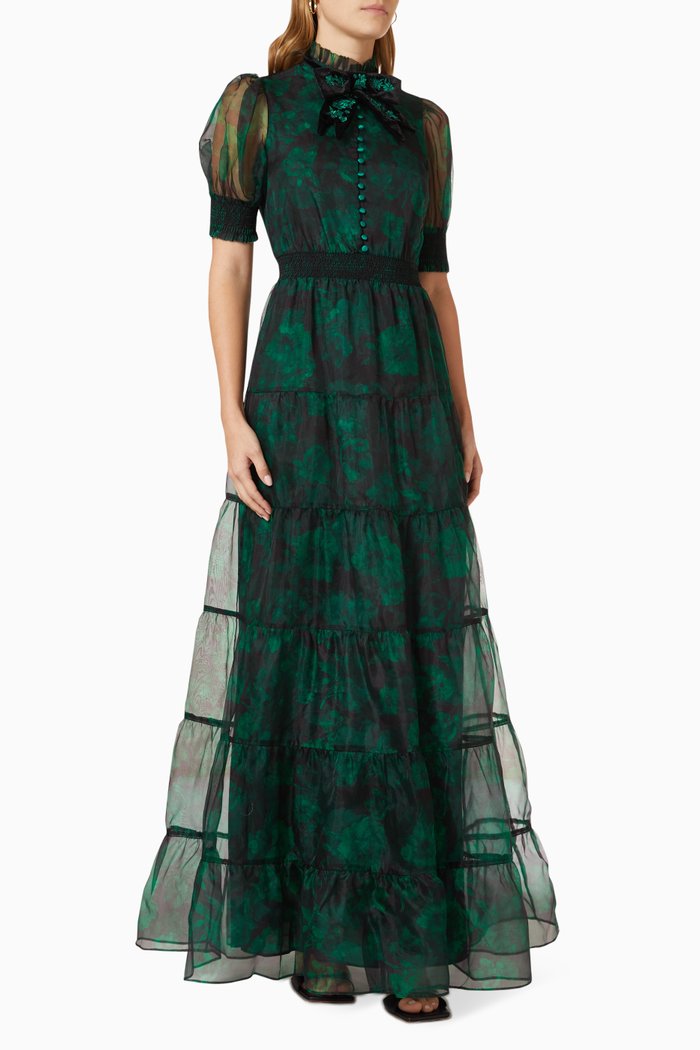 

Coletta Printed Maxi Dress in Viscose-blend, Green