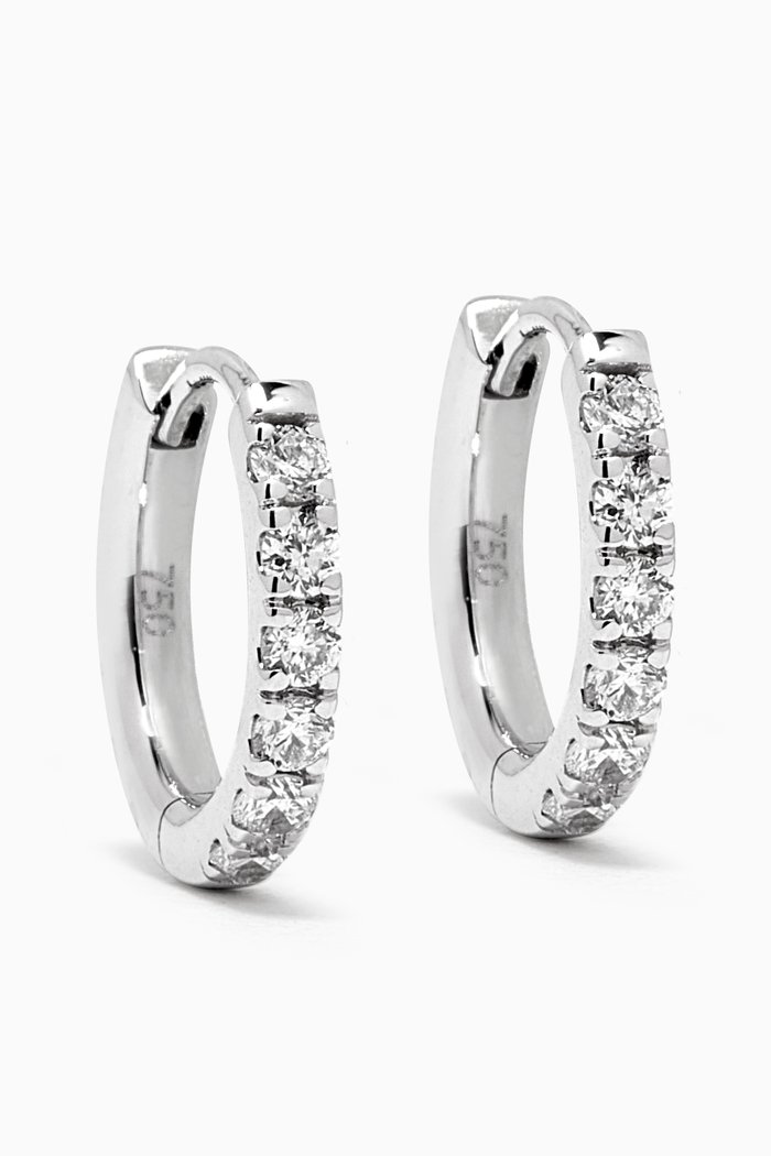 Diamond Huggies in 18kt White Gold