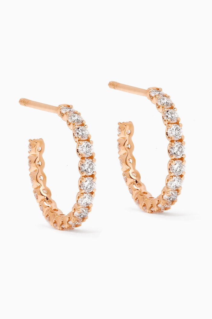 

Large Diamond Huggies in 18kt Rose Gold, White