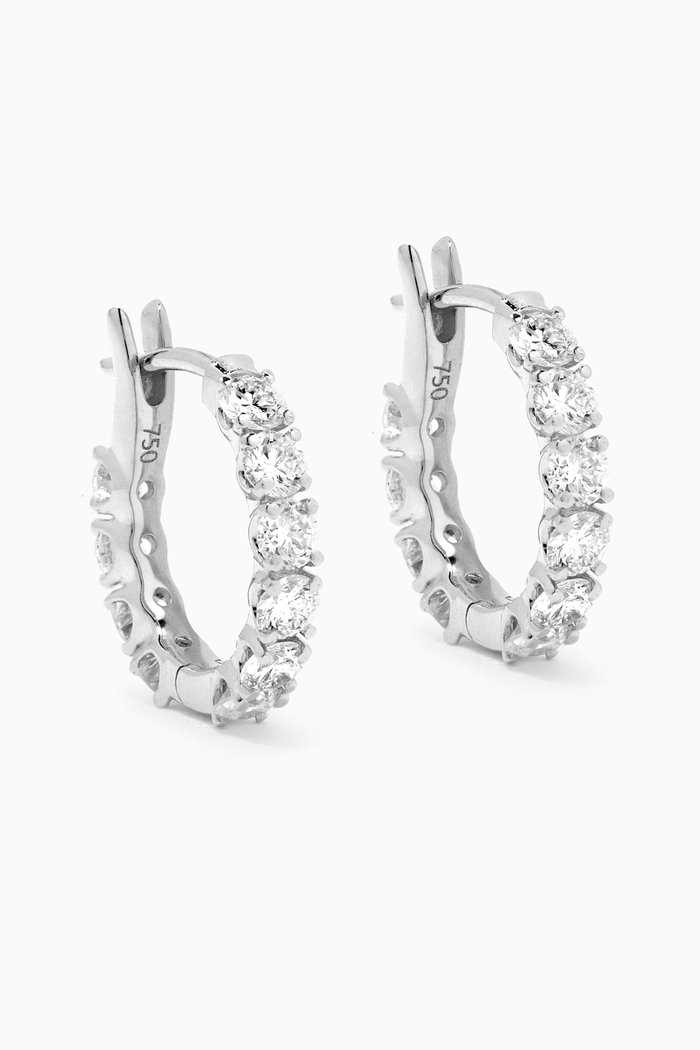 

Front & Back Diamond Huggies in 18kt White Gold