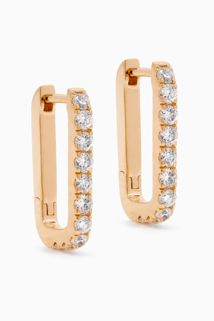 Paperclips Diamond Hoops in 18kt Gold, White
