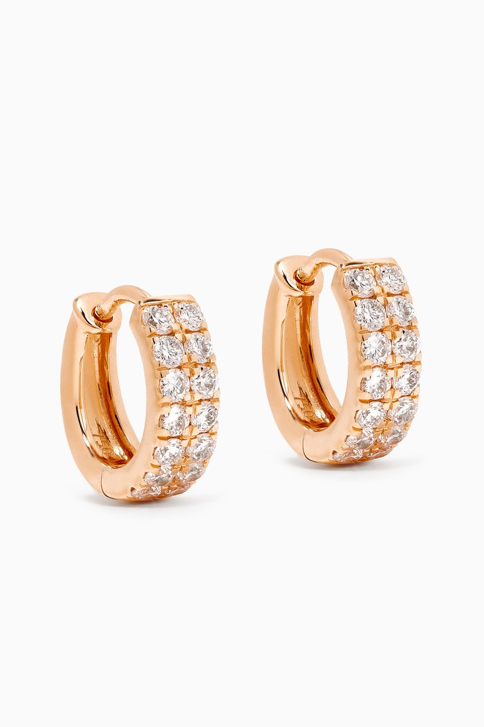 

Double Diamond Huggies in 18kt Rose Gold, White
