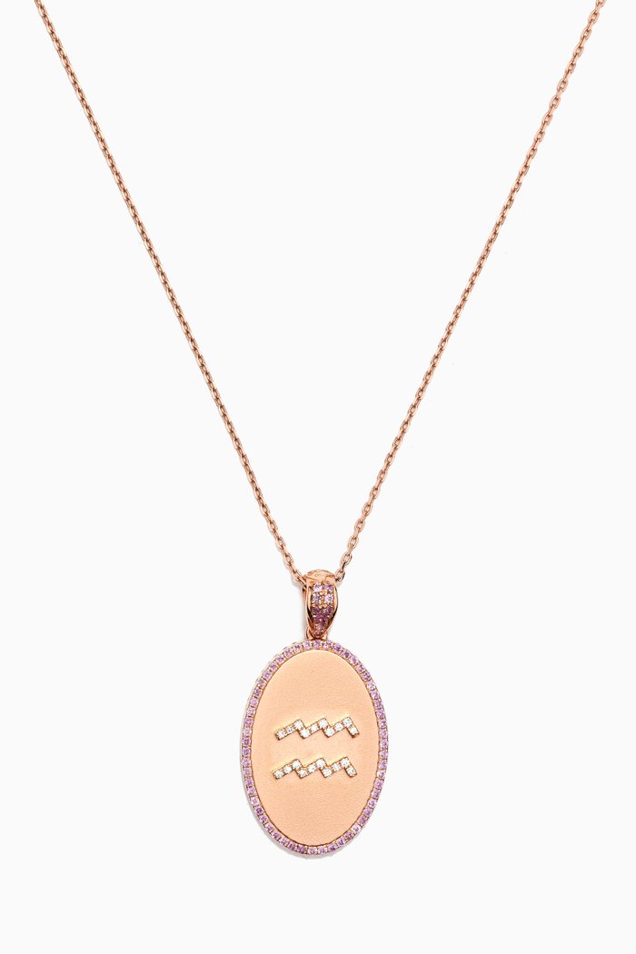 Zodiac February Diamond Necklace in 18kt Rose Gold
