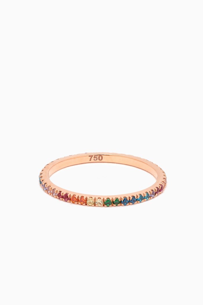 Micro Rainbow Eternity Band Ring in 18kt Rose-gold