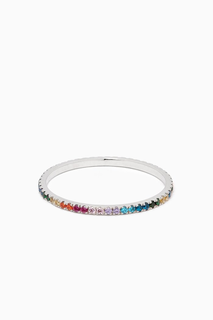 

Micro Rainbow Eternity Band Ring in 18kt White Gold
