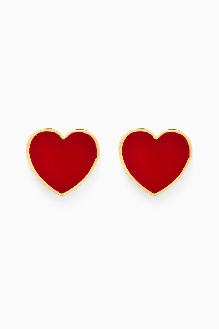 

Heart Enamel Stud Earrings in 18kt Gold, Yellow