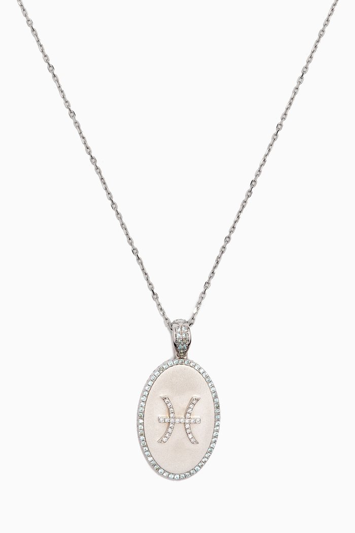 

Zodiac March Diamond Necklace in 18kt White Gold