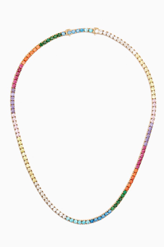 

Rainbow Round-cut Tennis Necklace in 18kt Gold, Yellow