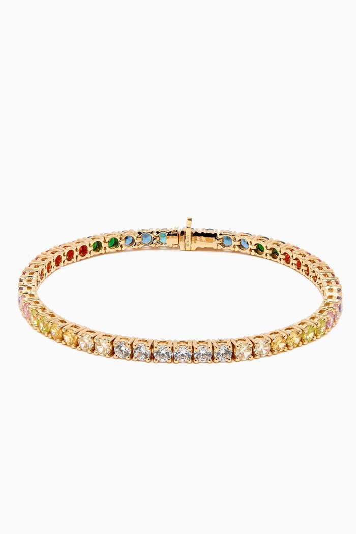 Rainbow Round-cut Tennis Bracelet in 18kt Gold, Yellow