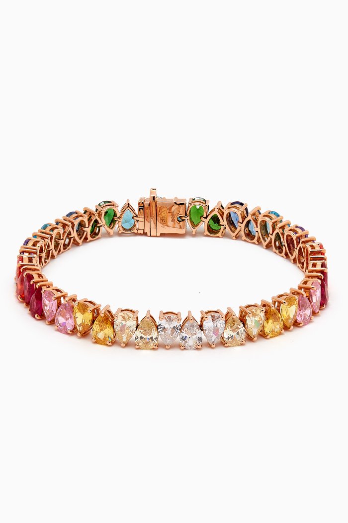 

Rainbow Opposing Pear-cut Tennis Bracelet in 18kt Rose Gold