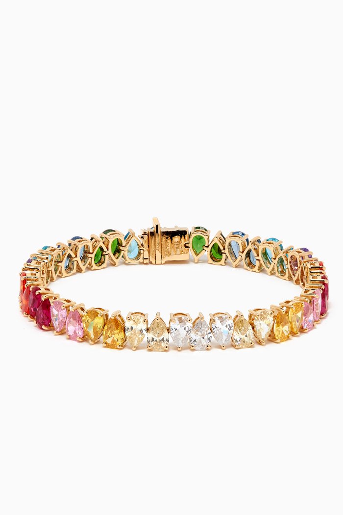 

Rainbow Opposing Pear-cut Tennis Bracelet in 18kt Gold, Yellow