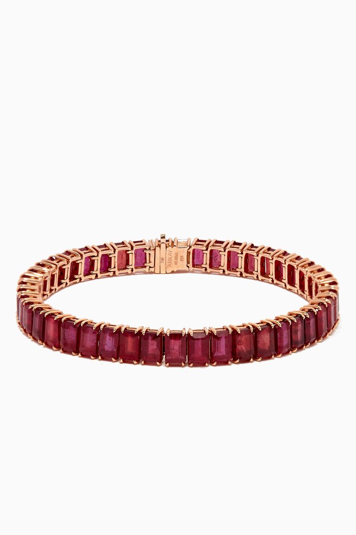 

Emerald-cut Ruby Tennis Bracelet in 18kt Rose-Gold