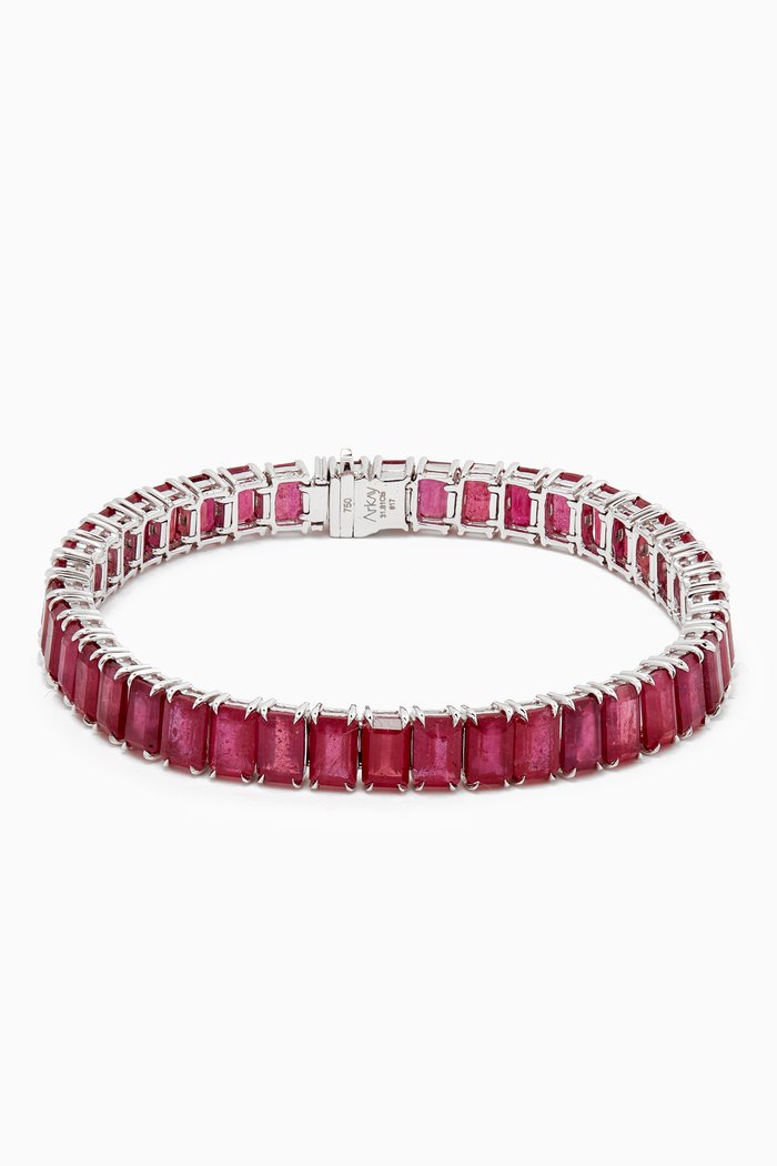 

Emerald-cut Ruby Tennis Bracelet in 18kt White Gold