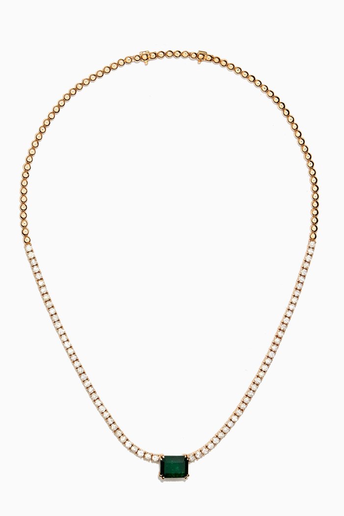 

Diamond & Emerald Tennis Necklace in 18kt Gold, Yellow