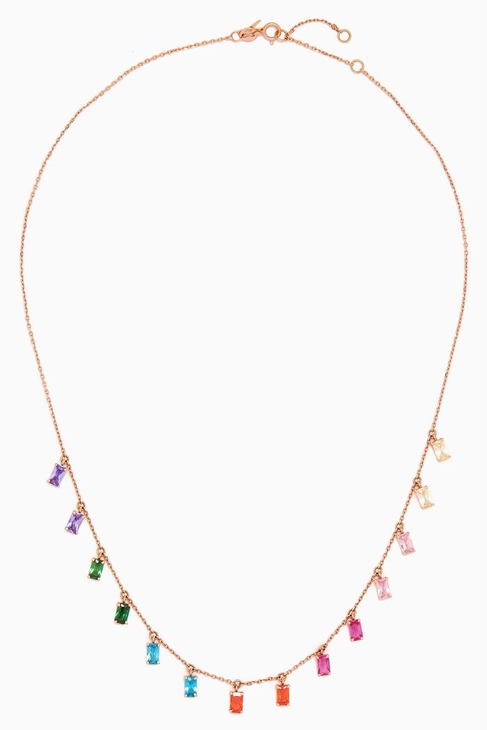Mini Rainbow Rock Emerald-cut Necklace in 18kt Gold, Rose gold